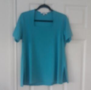 Sympli Turquoise Short Sleeve Square Neck Top.